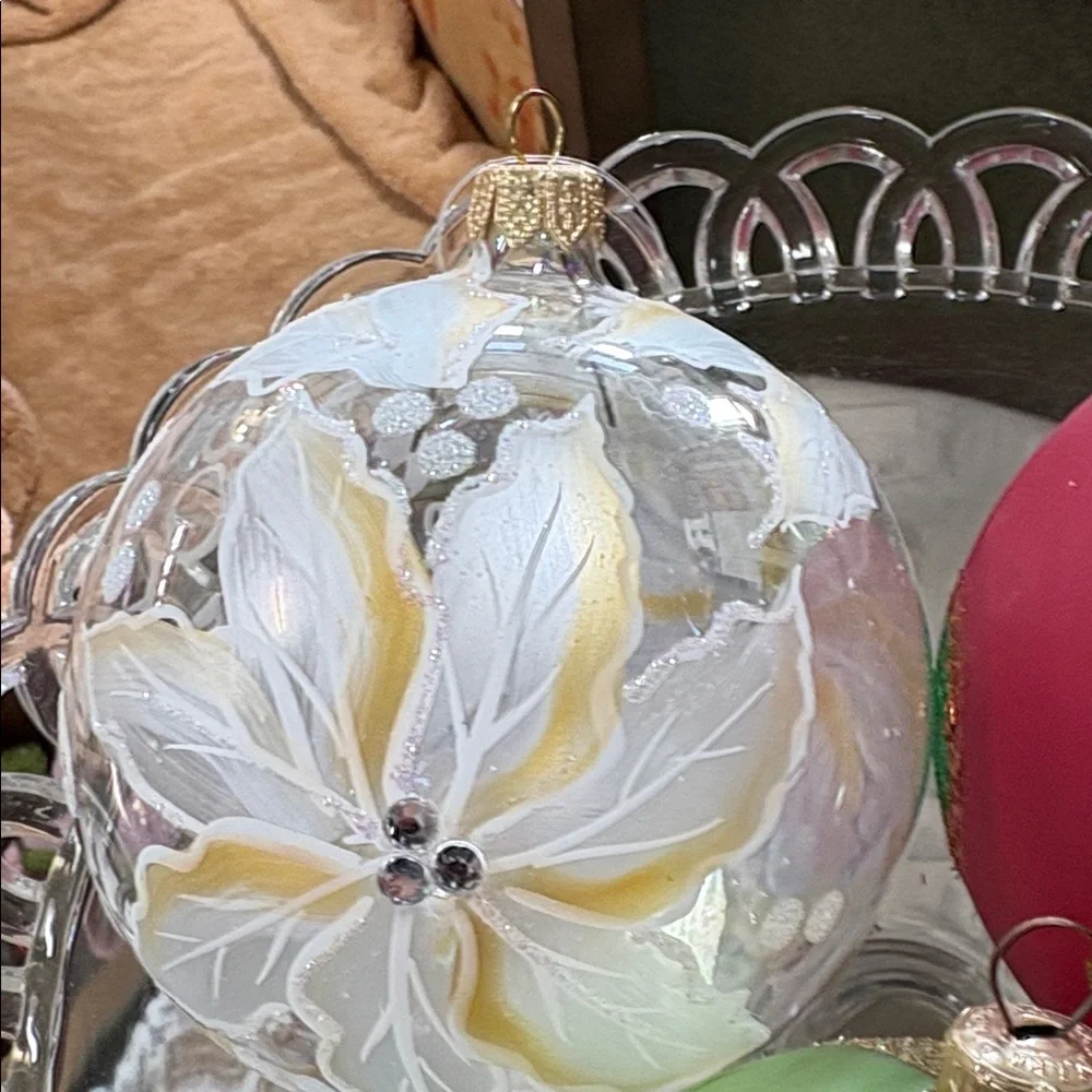 Elegant Glass Holiday Ornament Set - Red, Green, and White